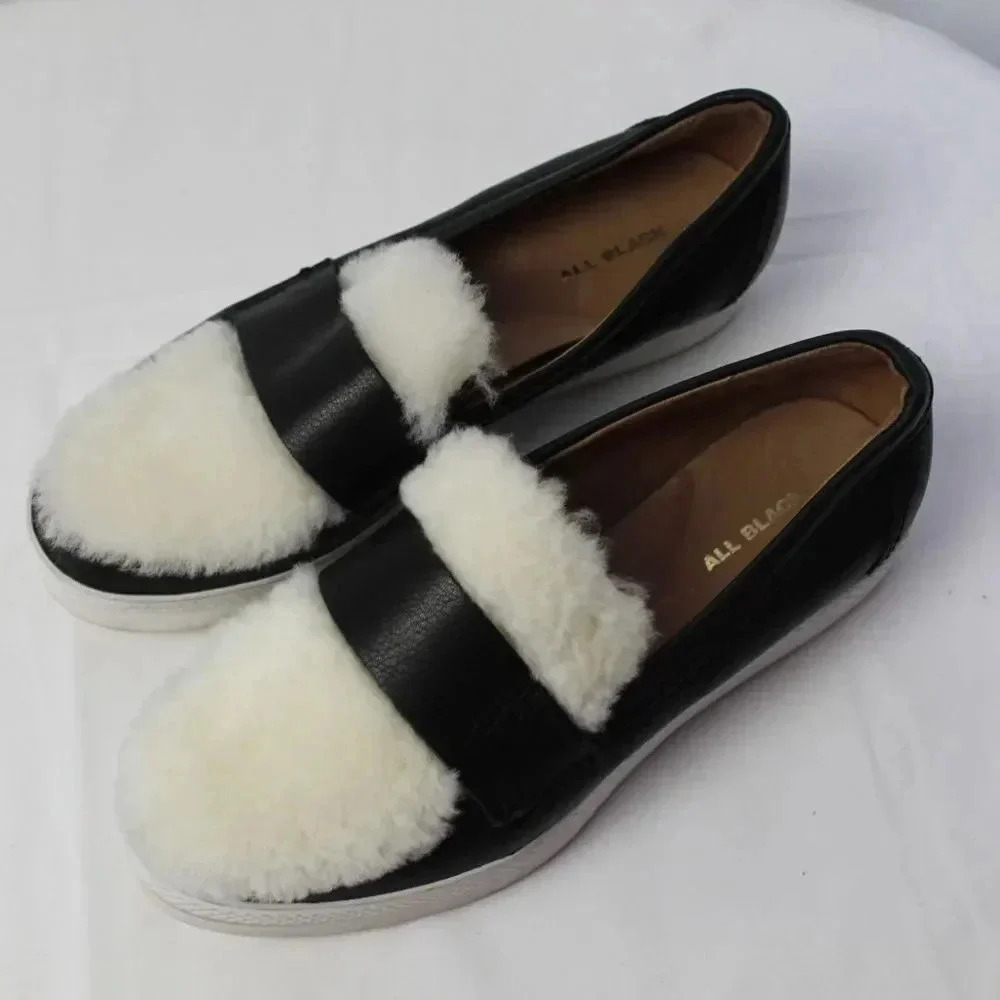 JUST BLACK platform loafer sneakers with Sherpa accents 36.5 - Picture 5 of 11